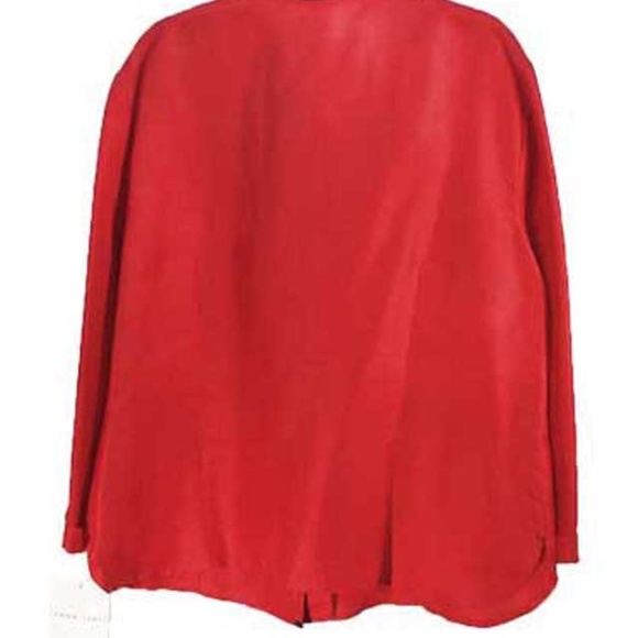 100% SILK BLOUSE, MISSES 16, RED WITH BLACK TRIM, FITTED, NO POCKETS, NEVER WORN - Picture 2 of 5